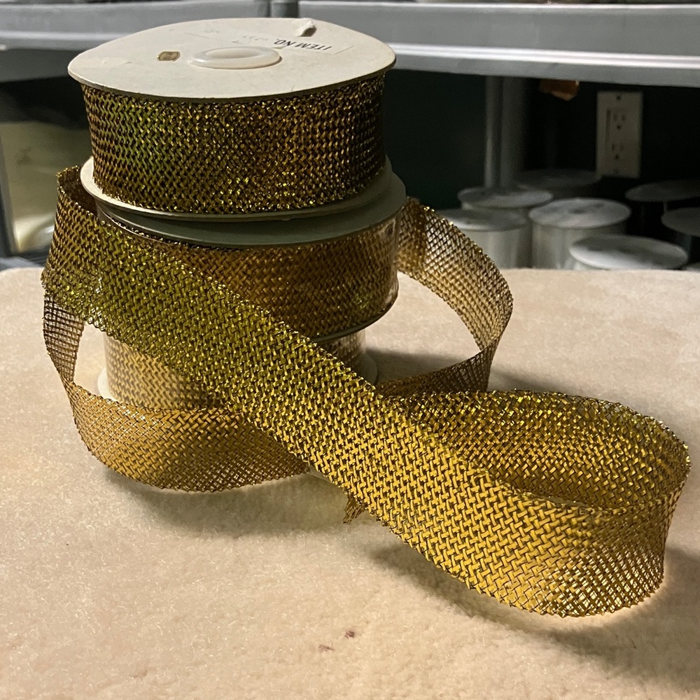 Festive Holiday Metallic Gold Mesh Ribbon 25yd for $19